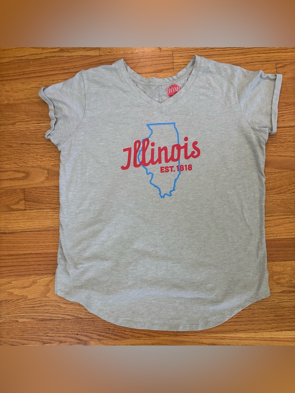 Home Free TShirt Women’s XL (16/18) Gray Illinois Rolled Sleeve Tee Casualwear